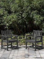 Patio Dining Chair Set of 2, HDPE Outdoor Dining Chair, Ergonomic HDPE Dining Chairs with Deep Seating, All Weather Outdoor Chairs Furniture for Backyard, Deck, Garden, Poolside, Obsidian