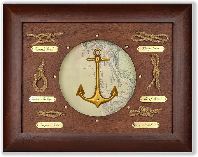 SAILINGSTORY Nautical Wall Decor Knot Board Frame Maritime Decor Coastal Anchor Decor
