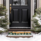 Barnyard Designs Natural Coco Coir Christmas Doormat - Large Cute Non-Slip Heavy Duty Backing Door Mat for Outside Entrance or Porch Entry, Brown (17x30, Winter Snow Forest)