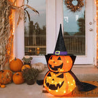 3FT Halloween Collapsible Pumpkin Decoration, 50 LED Pop-Up Pumpkin Lamp with Star Cap, Plug in Halloween Jack-O-Lantern with Metal Stand for Indoor Outdoor Garden Patio Party Decor