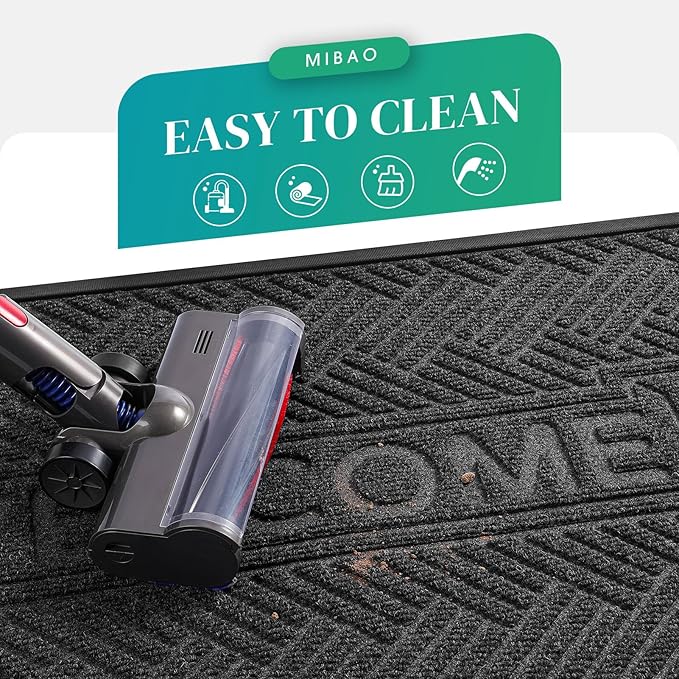 Mibao Front Door Mat Outside Entrance, Durable Outdoor Indoor Mat, Low Profile Heavy Duty Doormat, Non-Slip, Traps Dirt and Moisture, Easy Clean Patio Porch Entryway Mat, 36" x 24", Grey