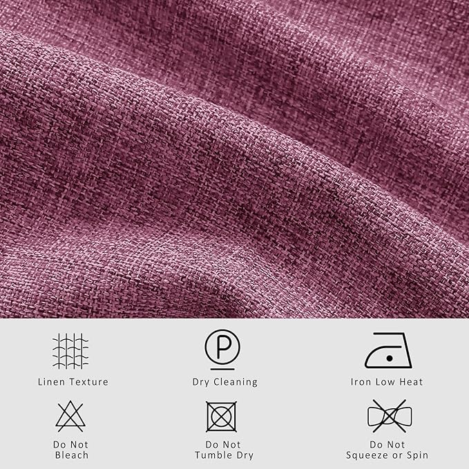 Macochico 100% Blackout Pinch Pleated Linen Curtains Thermal Window Treatments Sound Reducing Curtains for Bedroom Living Room Lilac Farmhouse Burlap Drapes with Tieback 52”Wx63”L 1 Panel