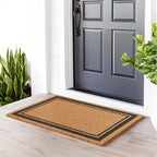 Barnyard Designs Natural Coco Coir Heavy Duty Backing Doormat - Large Cute Non-Slip Front Door Welcome Mat for Outside Entrance or Porch Entry, Brown (24x36, Border)