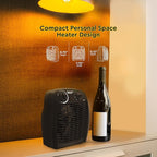 Comfort Zone Indoor Space Heater with Adjustable Thermostat, Fan Forced, Electric, Overheat Protection, Safety Tip-Over Switch, Energy Efficient, Ideal for Home, Bedroom, & Office, 1,500W, CZ45EBK