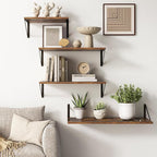 10 Inch Deep Floating Shelves, Floating Shelf 16 Inch Long, 16"W x 10"D Wall Shelves Set of 2, Deep Shelf for Books, Wide Floating Shelves for Bahtoom, Living Room, Kitchen, Rustic Brown