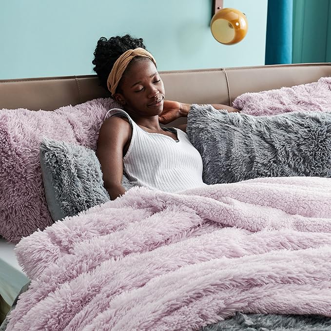 Bedsure GentleSoft Fluffy Lavender Purple King Size Blanket for Bed, Thick Soft Sherpa Faux Fur Fleece Bedding Fuzzy Plush Winter Warm Large King Blanket, Cozy Purple Gifts for Men Women, 108x90