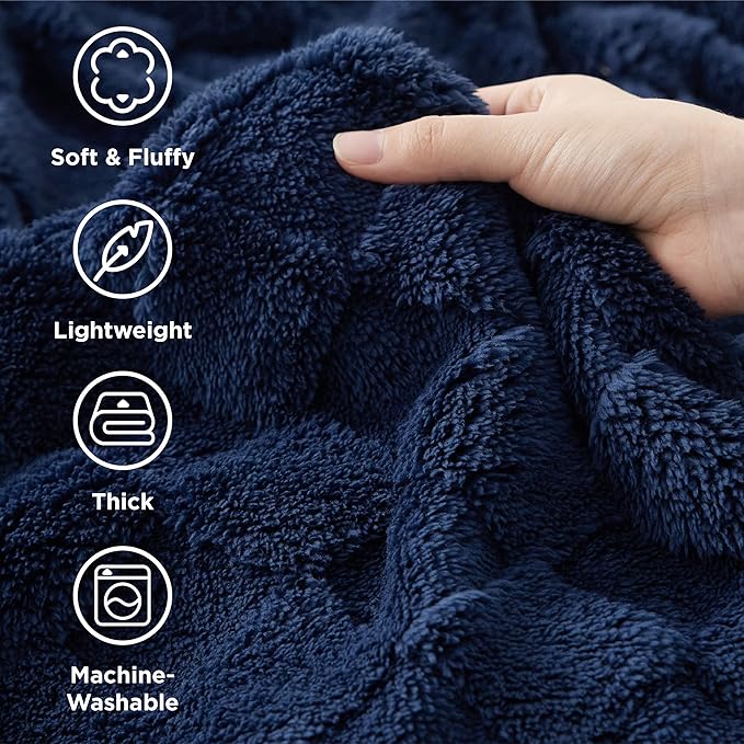 Bedsure GentleSoft King Size Blanket for Bed - Super Soft Cozy Blankets for Women Men Girls, Large Fuzzy Fleece Throw for Bedroom Decor, Navy Blue,108x90 Inches