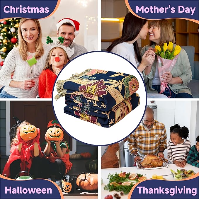 Boho Cotton Throw Blanket - Ultra-Soft Rustic Quilt for Bed, Home Decor & Travel - Large 90"x98" Muslin Blanket - All-Season Lightweight Bedspread & Throw for Women & Moms