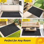 JSEI Dirt Trapper Door Mat 24"x36" Non-Slip Washable Entrance Mat, Dog Doormats, Absorbent & Fade-Resistant Floor Mats, Low Profile Welcome Mats for Entryway, Front Door, and Inside Entrance, Black