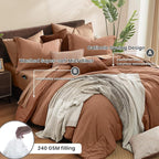 Monbix California King Comforter Set - 7 Pieces Cationic Dyeing Autumn Leaf Bed in a Bag Cal King Bed Sets with Comforter, Sheets, Pillowcases & Shams, Reversible Bedding Comforters Sets (108 * 92)