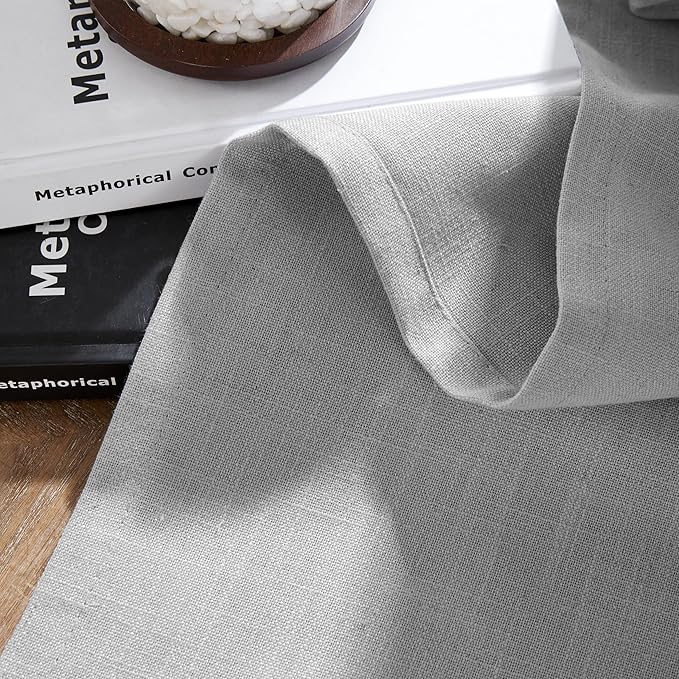 Joydeco Linen Curtains for Living Room,Light Filtering Rod Pocket Back Tab Semi Sheer Drapes Window Long Curtains 120 inches Long Ebony Grey