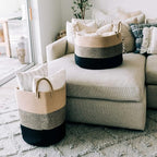 OrganiHaus Brown Woven Baskets for Storage 15x18, Boho Blanket Basket for Living Room, Toy Basket Storage for Kids, Baby Laundry Hamper, Large Storage Basket for Clothes, Basket for Blankets
