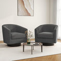 Swivel Barrel Accent Chair, Modern Round Corduroy Fabric Arm Chair for Living Room, Bedroom, Comfy Club Reading Chairs for Adults (Corduroy Grey, Set of 2)