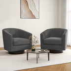 Swivel Barrel Accent Chair, Modern Round Corduroy Fabric Arm Chair for Living Room, Bedroom, Comfy Club Reading Chairs for Adults (Corduroy Grey, Set of 1)