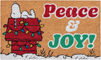 Gertmenian Peanuts Snoopy Coir Doormat - 2x3 Welcome Mat (2-Pack), Ideal for High Traffic Areas in Front Door, Garage, Entryway - Peace & Joy, 80023