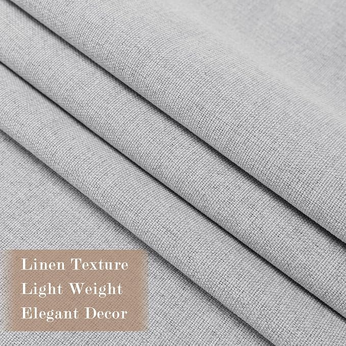 Extra Wide 100% Blackout Linen Textured Curtains - Room Dividers, W150 x L108 (1 Panel), Pinch Pleat Drapes for Living Room, Full Light Block Out Drapery for Sliding Door, Silver Grey