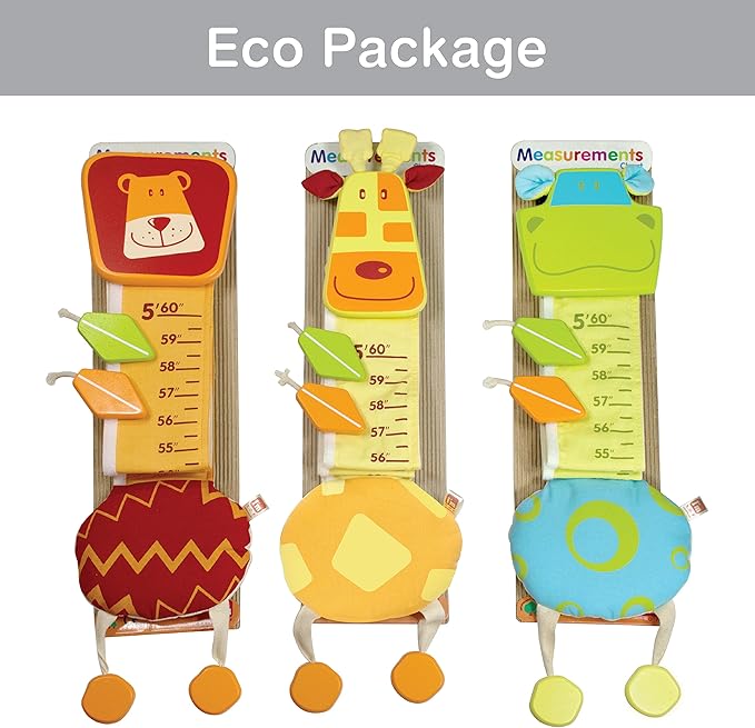 Wood and Fabric Wall Growth Chart, Height Measurement, Scale, Ruler for Kids (Giraffe)