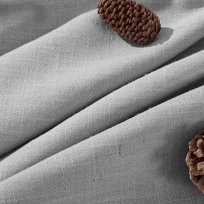 Joydeco Linen Curtains for Living Room,Light Filtering Rod Pocket Back Tab Semi Sheer Drapes Window Long Curtains 120 inches Long Ebony Grey