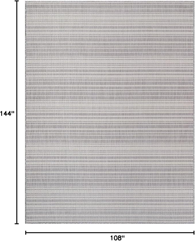Stripe Outdoor Rug 9x12 Washable Outside Carpet for Indoor Patio Porch Waterproof Easy Cleaning Non Shedding Area Rugs Gray 9 x 12