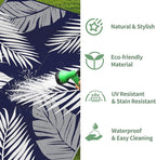 GENIMO Outdoor Rug 9' x 12' Waterproof for Patios Clearance, Reversible Outdoor Plastic Straw Camping Rug Carpet, Large Area Rugs Mats for RV, Camper, Deck, Balcony, Porch, Beach, Navy Blue&White