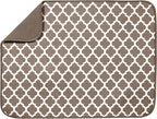 S&T INC. Dish Drying Mat XL, 18” x 24”, Absorbent Microfiber Kitchen Counter Mat, Dish Drying Pad for Dishes, Utensils, Pots and Pans, Extra Large, Taupe Trellis