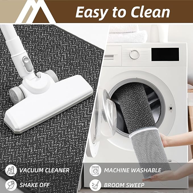 COSY HOMEER-Door-Mat 36"x60" Non Slip Absorbent Entryway Rugs Dirt Trapper Doormats Washable Entrance Mats Low Pile Welcome Floor Mat for Front Back Door and Entry Mats,Dark Grey