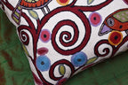 Cream Tree of Life Pillow Cover Birds White Floral Pillowcase Flower Accent Botanical Pillowsham Suzani Cushions Modern Plant Floral Cushion Hand Embroidered Wool Size 18x18