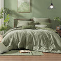 Monbix Full Size Comforter Set, Sage Green Bedding Comforter for Full Size Bed Set Reversible, Bedding Sets Full 7 Pieces, Cationic Dyeing Bed in a Bag with Comforter, Sheets, Pillowcases & Shams