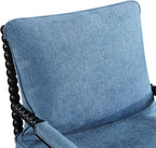 DUHOME Linen Fabric Spindle Accent Chairs Set of 2 with Wood Frame,Modern Accent Spool Chairs with Padded Spring Seat and Brushed Blue Base for Living Room Bedroom Farmhouse Home Office Belcony