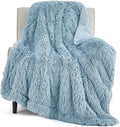 Bedsure GentleSoft Fuzzy Sherpa Faux Fur Blue Twin Blanket Cozy Gifts for Women Men, Soft Fleece Plush Warm Minky Thick Blanket Twin Size for Bed, Couch, Room Decor Dorm Essentials Blue Gifts, 60x80