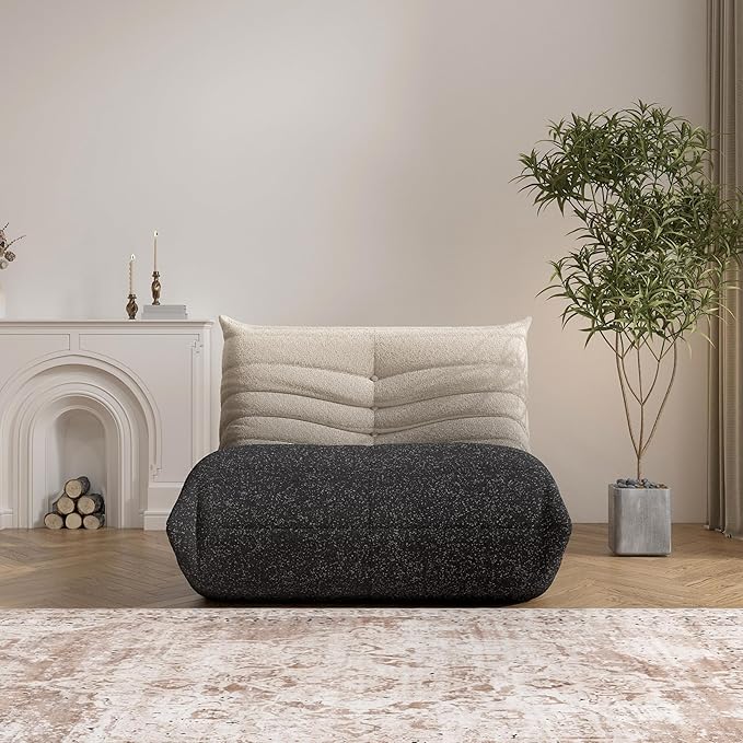 Bean Bag Chair, Fireside Chair Bean Bag Sofa Large Bean Bag Chair for Adults, Bean Bag Chairs for Teens with High Density Comfortable Foam, Memory Foam Bean Bag for Living Room, Bedroom (Black&White)