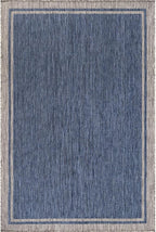 CAMILSON Outdoor Rug, 5x7 Bordered Navy Blue Gray Modern Area Rugs for Indoor and Outdoor Patios, Porches Waterproof Washable Porch Deck Outside Carpet (Bordered Navy, 5 x 7)