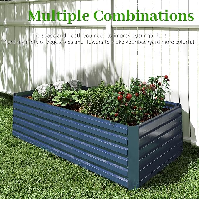 6x3x2 ft Raised Garden Bed, Large Metal Planter Raised Beds, Planters for Outdoor Plants for Vegetables, Flowers, Herbs, Fruits, and Succulents.(4 Pcs, Blue)