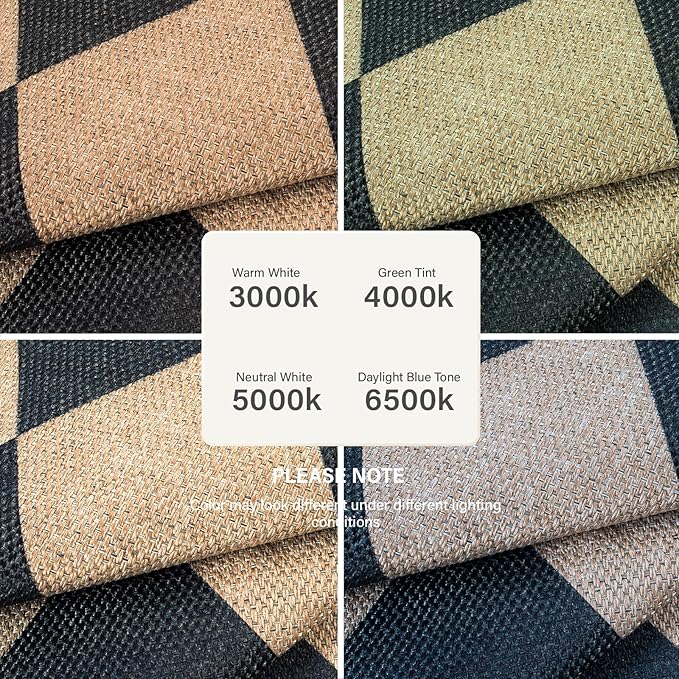 Lahome Checkered Round Rugs 6ft, Washable Easy Jute Circle Patio Rug Indoor Outdoor Rugs for Living Room, Farmhouse Natural Round Area Rug Contemporary Carpet for Entryway Backyard
