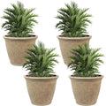 Sunnydaze 24-Inch Anjelica Large Plastic Pot for Plants - Outdoor Polyresin Round Planter with Drillable Drainage Holes - Beige - 4pk