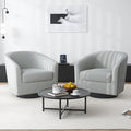 Swivel Barrel Accent Chair, Modern Round Chenille Fabric Arm Chair for Living Room, Bedroom, Comfy Club Reading Chairs for Adults（Chenille Fabric, Light Grey, Set of 2