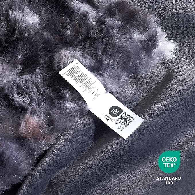 Cozy Bliss Faux Fur Throw Blanket for Couch, Fuzzy Soft Plush Thick Bubble Blanket for Sofa Bedroom Living Room, 108 * 90 Inches Tie Dye Black