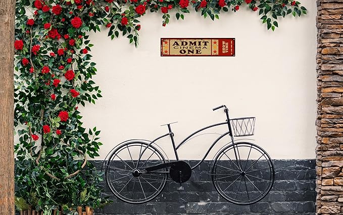 Tin Sign Cinema Vibes at Home Admit One Movie Ticket Funny Sign Vintage Carnival Inspired Metal Sign for Your Home Movie Theater 16x4 in