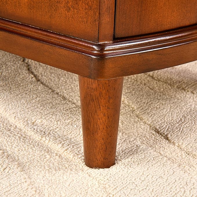 PADMA HOUSE Solid Wood End Table with 3 Drawers, Fully Assembled Nightstand with Sliding Shelf, Pre-Assembled Vintage Wooden Beside Table in Cherry Brown for Small Space,13.4 * 22.4 * 22.6in