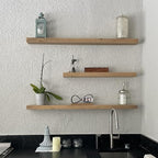 joelsantiques 48 Inch Wooden Floating Shelves for Wall - 48x6x2 in - Made of Natural Wood - Long Heavy Duty Rustic Wall Shelves for Bedroom - Perfect for Living Room, Kitchen - Natural