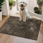 BEQHAUSE Dirt Trapper Door Mat 20"x32" Non-Slip Door Mats Washable Entryway Rugs Stain Resistant Doormat Absorbent Welcome Floor Mat for Front Back Door, Muddy Wet Shoes & Paws,Brown