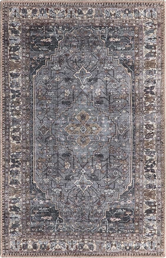 Keen Home Design 2x3 Rug - Machine Washable Entry Rug with Non-Slip Backing, Ideal for Enteryway, Kitchen, Bathroom, Laundry Room - Vintage, Easy Clean, Durable, Low Pile Rug - (2' x 3')