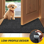 JSEI Dirt Trapper Door Mat 24"x36" Non-Slip Washable Entrance Mat, Dog Doormats, Absorbent & Fade-Resistant Floor Mats, Low Profile Welcome Mats for Entryway, Front Door, and Inside Entrance, Black