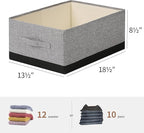 Linen Folding Storage Bins, 3 Pack Large Storage Baskets, Washable, Clothing Storage Bins with Handle, Closet Organizer for Storage Sweater,Sheets (gray black, 18½"x13½"x8½")