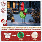 6FT Lighted Rooster with Christmas Hat for Outdoor Christmas Decorations, 3D Pre-Lit Iridescent Rooster Xmas Decor, Glittered Standing Holiday Display Rooster for Outdoor, Indoor