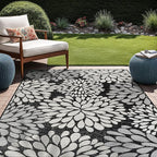 Beverly Rug Outdoor Rug 5x7 Modern Exotic Tropical Leaf Area Rugs for Indoor and Outdoor Patio Deck Porch Garden Water Resistant Washable Outside Carpet (5 x 7 Dark Gray)