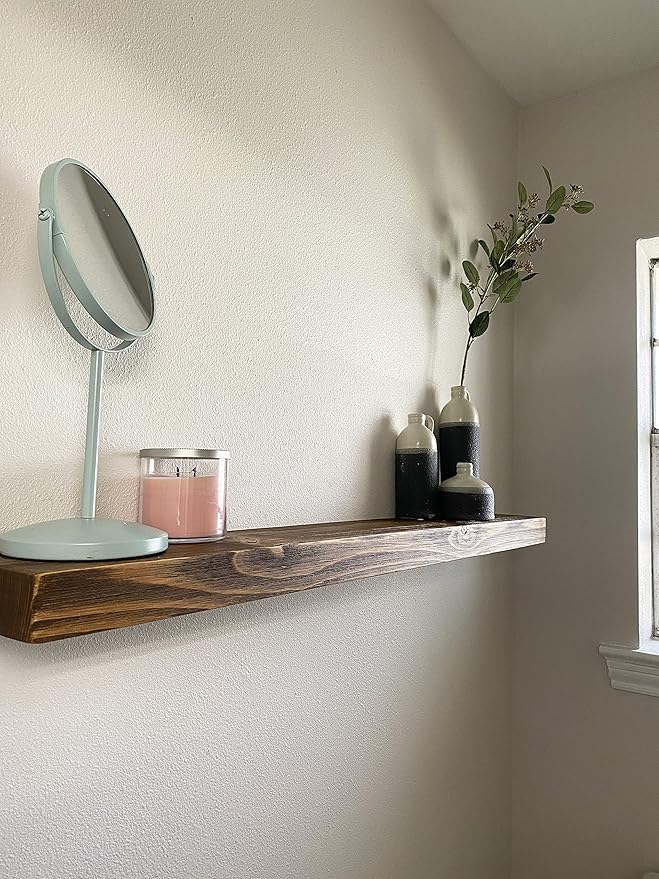 joelsantiques 36 Inch Wooden Floating Shelves for Wall - 36x6x2 in - Made of Natural Wood - Long Heavy Duty Rustic Wall Shelves for Bedroom - Perfect for Living Room, Kitchen - Medium Brown