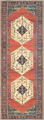 Keen Home Design 2x12 Rug - Machine Washable Runner with Non-Slip Backing, Ideal for Hallway, Entryway, Kitchen, Laundry Room - Vintage, Easy Clean, Durable, Low Pile Rug - (2'6" x 12')