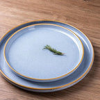 GBHOME Ceramic Dinnerware Sets for 6, 18 Pieces Stoneware Plates and Bowls Sets, Scratch Resistant Dish Sets for Dinner, Dishwasher & Microwave Safe, Brunnera Blue