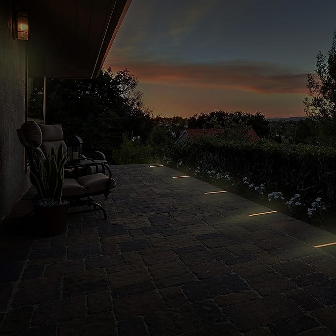 LUMENGY Paver Light Slim 0.5x9 Inch (0.55X8.85X2.2) Glare-Free Steel Brick Lighting for Pavers, Walls, Driveway & Pathway Borders 2700K Warm White, Waterproof IP67, Drive-Over Rated - 12V AC/DC